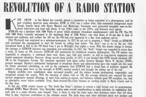 KTIM AM&FM, KTIM FM, KTIM Billboard Article